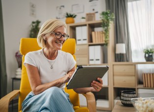 Woman looking at tablet
